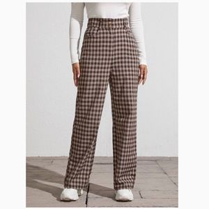 Shein High Waist Plaid Wide Leg Pants